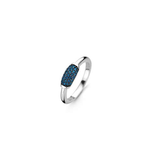 Anillo Ti Sento De Plata Con Pav Azul Db Joyeria Saterra