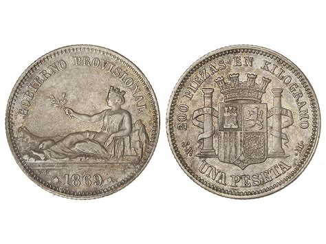 1 Peseta 1869 Leyenda Gobierno Provisional