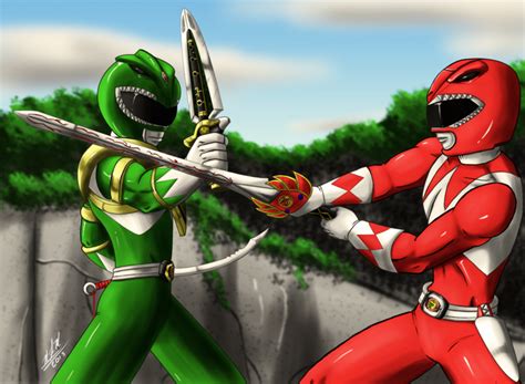 Green Ranger Vs Red Ranger Redux Green Ranger Ranger Power Rangers Art