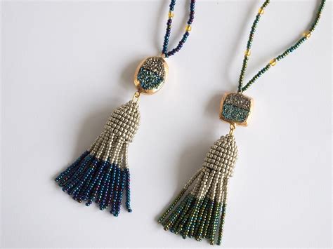 Kendra Scott Inspired Tassel Necklace Beaded Tassels With Etsy Beaded Tassel Necklace