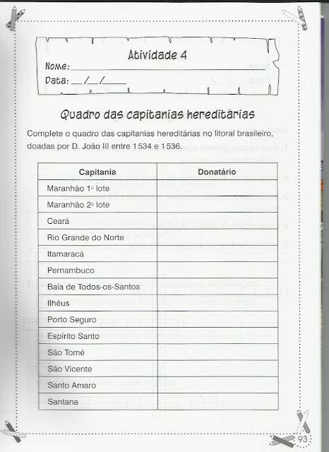 JORNAL PONTO COM: Atividades sobre Capitanias Hereditárias