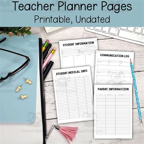 Printable Teacher Planner Pages By Teach Simple