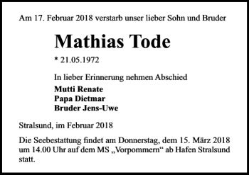 Traueranzeigen Von Mathias Trauer Anzeigen De