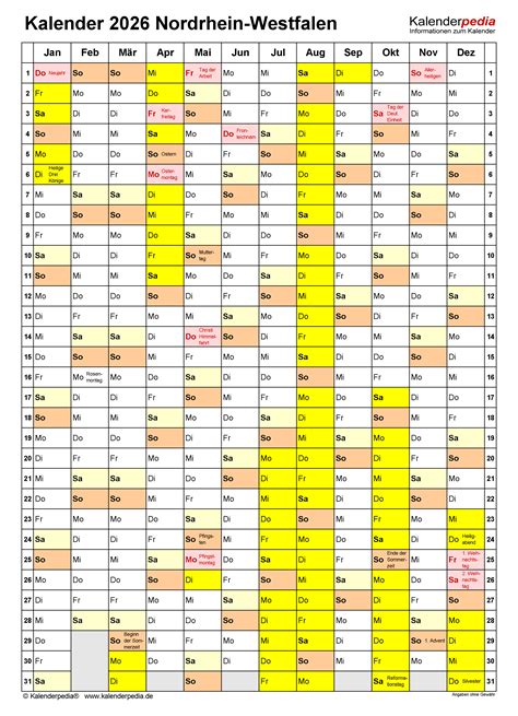 Kalender Nrw Ferien Feiertage Excel Vorlagen