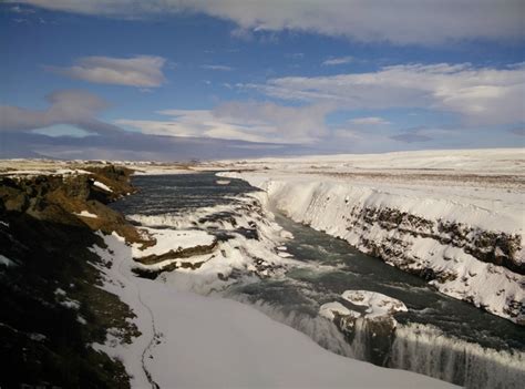 Snow Covered Gullfoss Waterfall Iceland In March Photorator