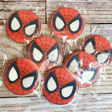 Spiderman Decorated Cookies Birthday Cookies Spiderman Cookie Etsy