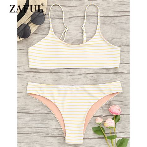 Aliexpress Buy ZAFUL New Bikini Women Swimwear Striped Cami