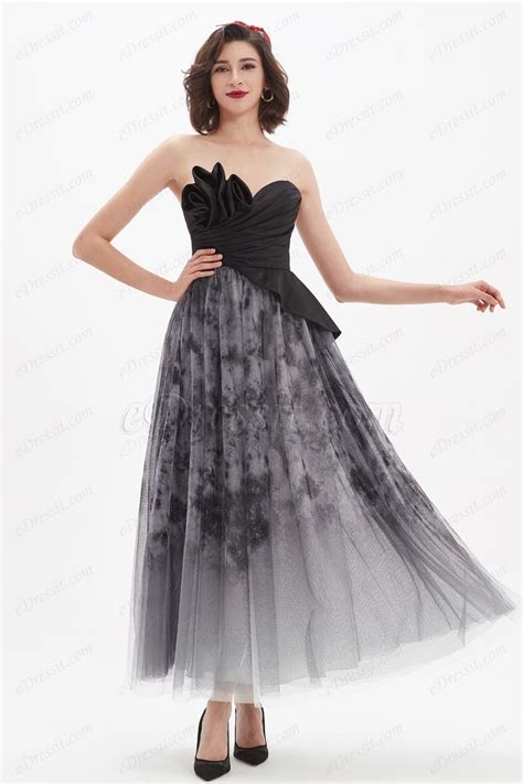 Black Corset Stylish Printed Tulle Party Evening Dress 04210100