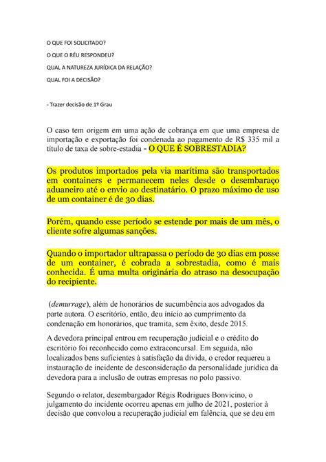 Trabalho Acordao Ga O Que Foi Solicitado O Que O R U Respondeu Qual