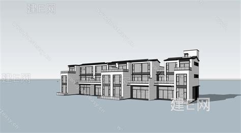 新中式联排别墅模型su模型下载 Id113331483 建e室内设计网
