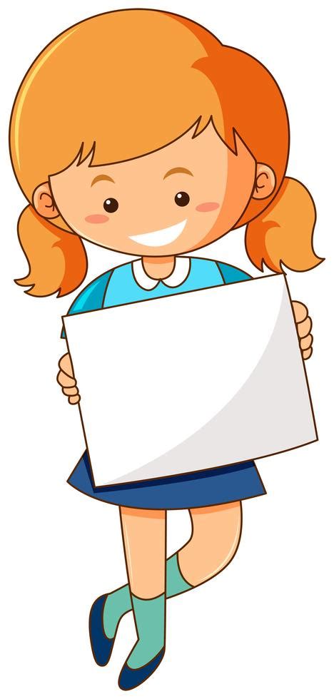 Chica Sosteniendo Papel En Blanco Sobre Fondo Blanco 559565 Vector En