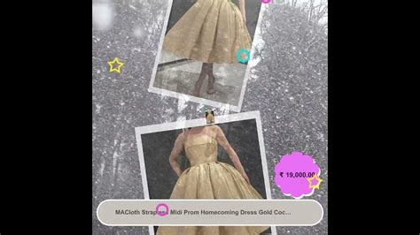 Macloth Strapless Midi Prom Homecoming Dress Gold Cocktail Party Dress