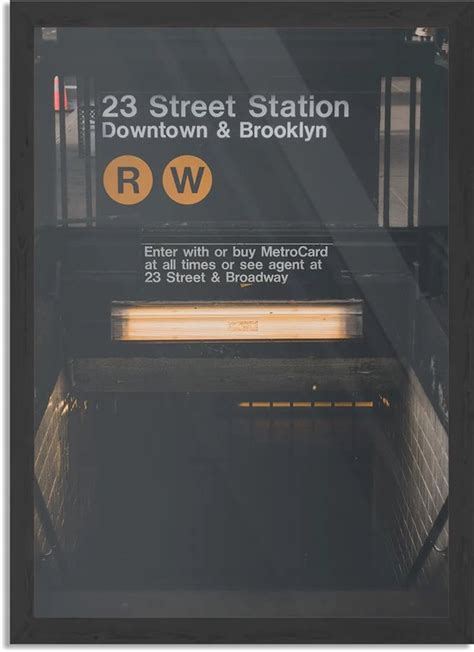 Poster Street Sation New York Rechthoek Verticaal Met Lijst L 40 X 50