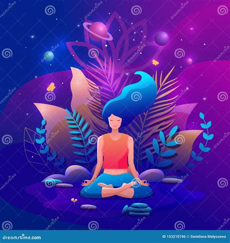 Woman Sitting In Lotus Position Practicing Meditation Yoga Girl