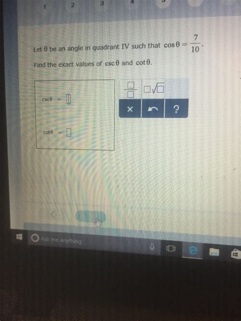 Solved Let Theta Be An Angle In Quadrant Iv Such That Cos Chegg