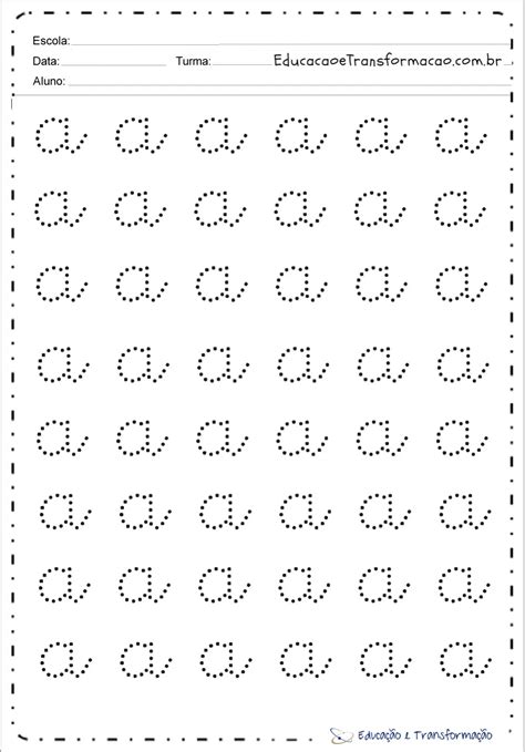Pontilhado Da Letra A Cursiva Educação E Transformação