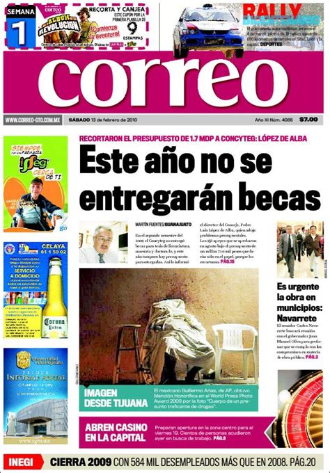 Periódico Correo El Diario Del Estado De Guanajuato México Periódicos De México Edición De