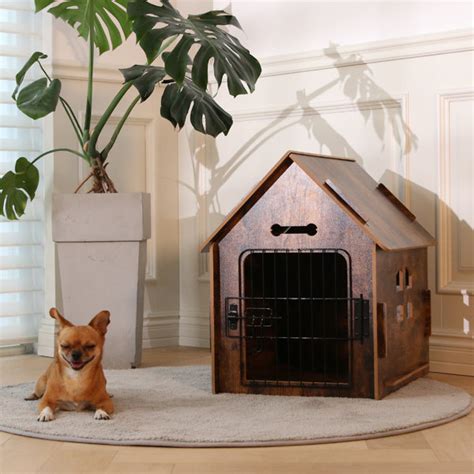 Tucker Murphy Pet™ Byrn Wooden Pet House Indoor w/ Roof Dog house w/ Removable Mat and Lockable ...