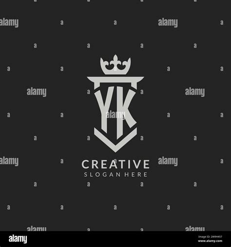 Initial YK Shield And Crown Logo Style Vector Graphic Stock Vector