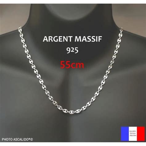 Chaine Grain De Caf Cm X Mm De Large Collier Pour Homme En Argent