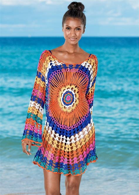 Hand Made Crochet BOHO Bikini Cover Up Crochet Beach Dress Knit