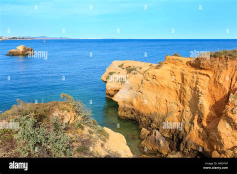 Summer Evening Atlantic Rocky Coast View With Limestone Cliffs