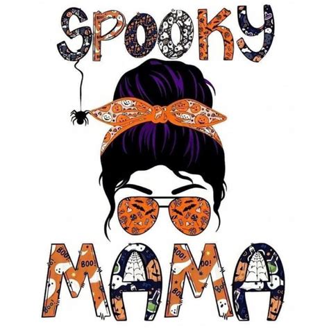 Spooky Mama Halloween Messy Bun Sublimation Digital File Png Etsy