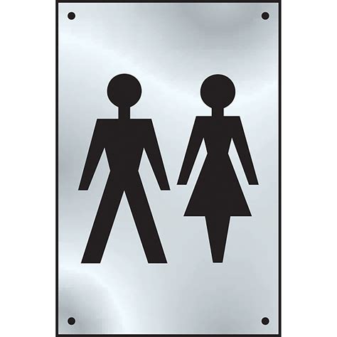 Satin Stainless Steel Unisex Toilet Door Sign 100mm X 150mm Not