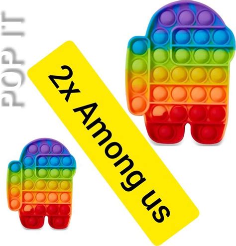 Fidget Toys Pop It Pakket Stuks Among Us Regenboog Anti