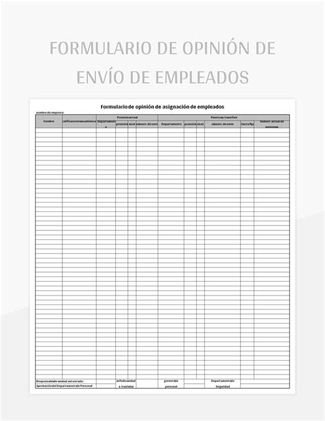 Plantilla De Formato Excel Formulario De Opini N De Env O De Empleados