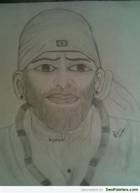 Pencil Sketch Of Sai Baba - Desi Painters