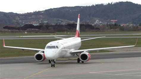 Austrian Airlines Embraer Landing At Graz Airport Oe Lwl Youtube