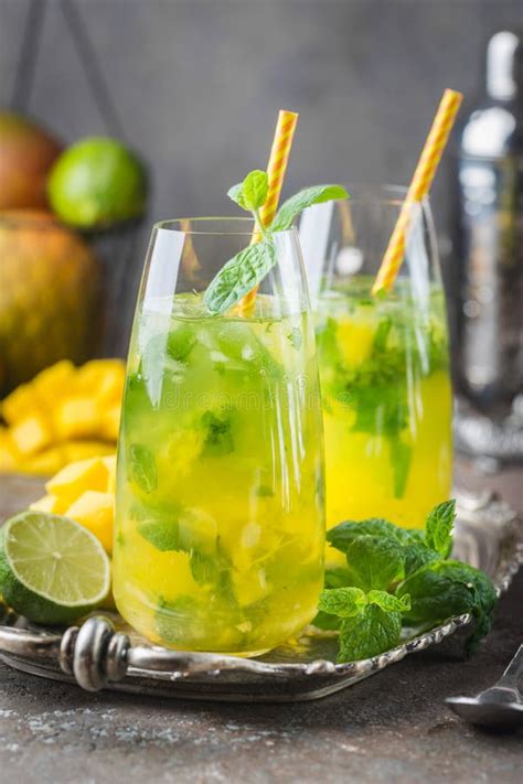 Mango mint mojito cocktail stock photo. Image of mojito - 169171172