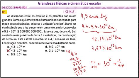 Exercícios FOCO ENEM 2022 GRANDEZAS FÍSICAS E CINEMÁTICA ESCALAR YouTube