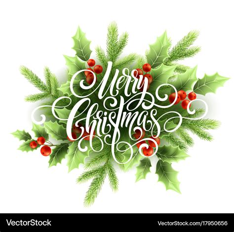 Merry christmas handwriting script lettering Vector Image