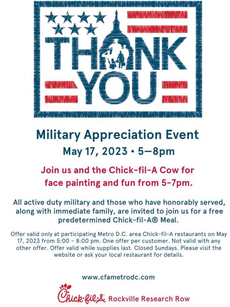 May 17 Military Appreciation Night At Chick Fil A Rockville MD Patch