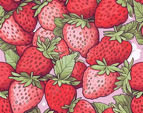 Premium AI Image | Cute strawberry hand drawing background texture seamless