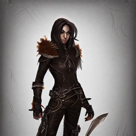 A Young Female Rogue In Intricate Leather Armor Stable Diffusion