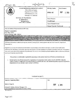 Fillable Online US EPA Pesticide Product Label REPAR FIPRONIL Fax