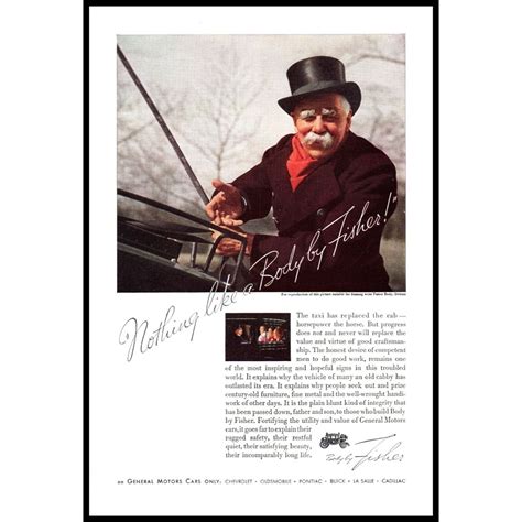 Gm General Motors Body By Fisher Vintage Print Ad Man Top Hat Wall