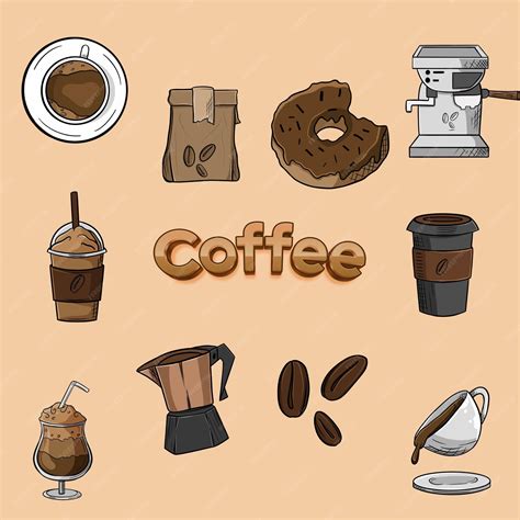 Dibujar elementos de café | Vector Premium