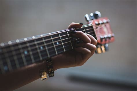 Acoustic Guitar Blur Close Up Focus Fret Guitar Guitar Head