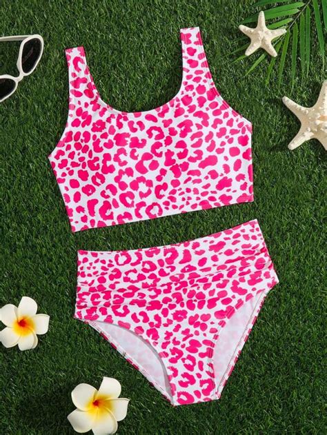 Girls Leopard Print Bikini Swimsuit Shein Usa