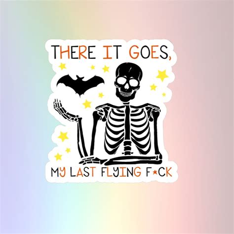 Last Flying Fuck Sticker Halloween Sticker Skeleton Hand Sticker Pink Halloween Bat