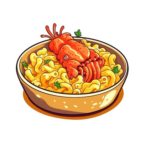 Premium Vector Lobster Macaroni And Cheese United Statescartoon Vector Illustrator