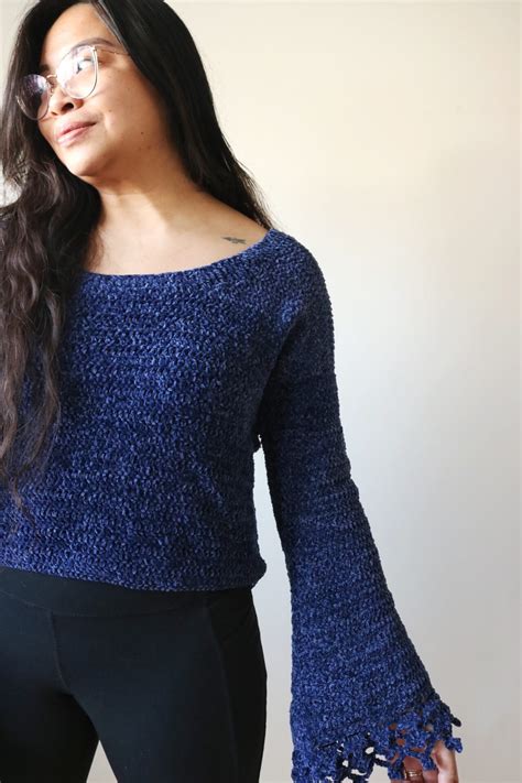 How To Make An Easy Crochet Bell Sleeve Sweater With Lace Edges Knits