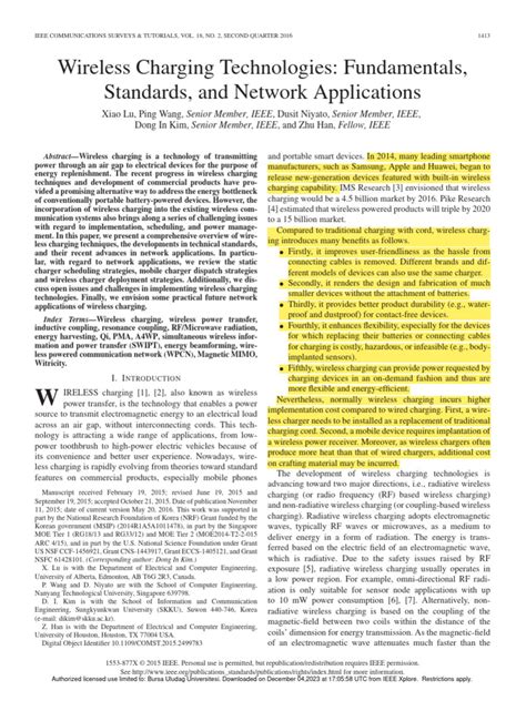 Wireless Charging Technologies Fundamentals Standards, and Network Applications | PDF | Wireless ...