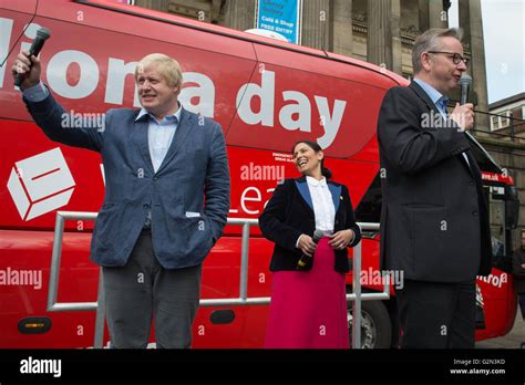 Michael Gove Speaks At A Rally With Boris Johnson Left And Priti