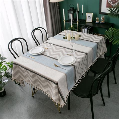 Nordic Chenille Jacquard Tassels Tablecloth Suede Polyester Table Cloth