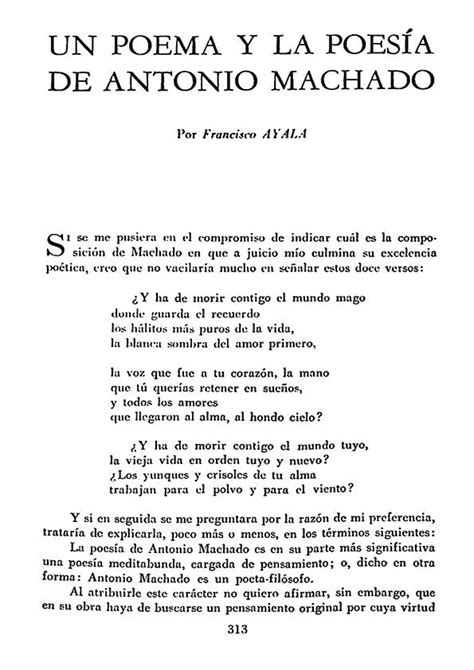 Un Poema Y La Poes A De Antonio Machado Por Francisco Ayala